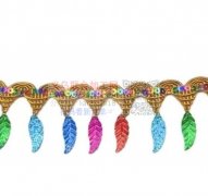 寻找花边成品如图，金色宽2.7cm40坠